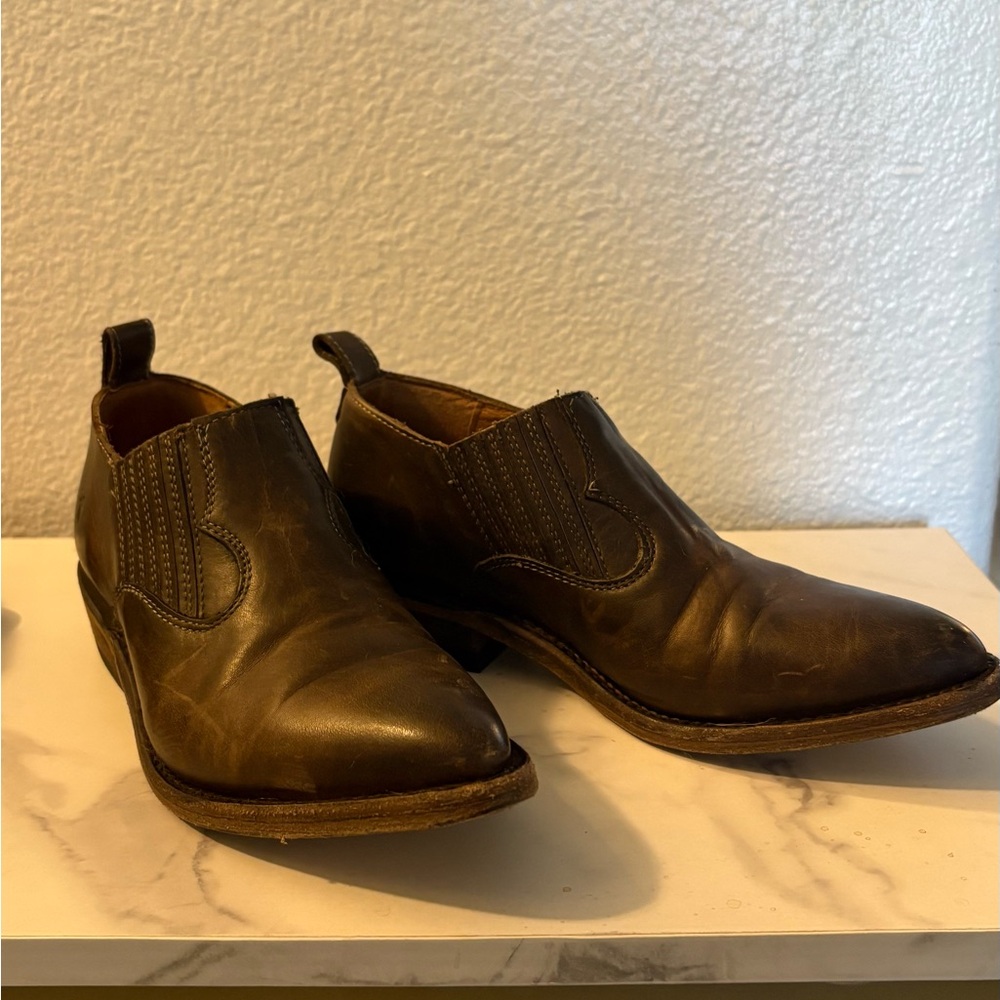 Frye Cowboy Ankle Boot in Cognac Brown